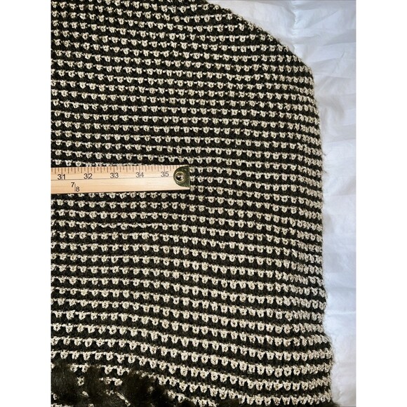 Chico’s Green Gold Shawl One Size OS Net Pullover Crochet Knit Shimmer Faux Fur - Picture 15 of 16